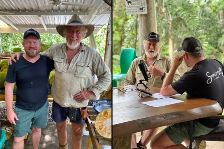 Graeme Twine and Peter Salleras at Fruit Forest Farm