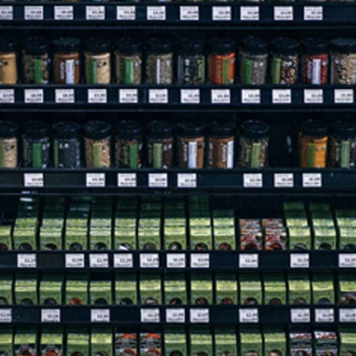 A shelf of spices