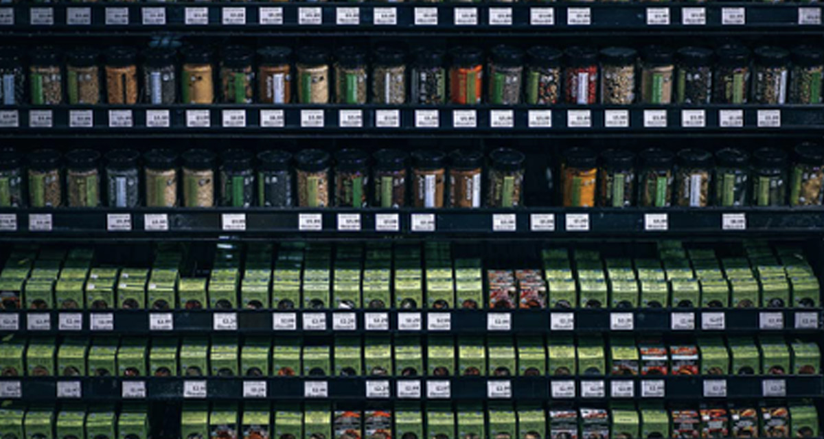 A shelf of spices